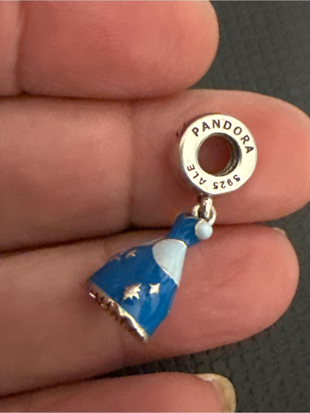Disney Sterling Silver Blue Enamel Dress Dangle Charm